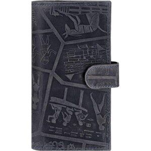 Premium Leather Checkbook Cover Wallet Charcoal